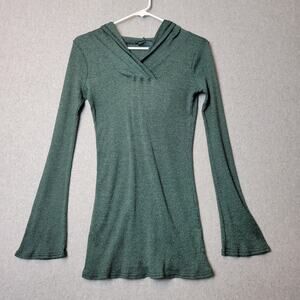 Michael Stars Green Cotton Blend LS Hoodie Women's One Size Fits Most Stretch
